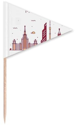 Moscú Rusia Plano Monumento Patrón Palillo de dientes Triángulo Cupcake Toppers Bandera