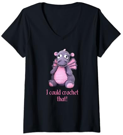 Damen Toller Drache, den könnte ich häkeln T-Shirt mit V-Ausschnitt