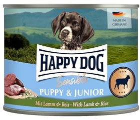 Happy Dog - Sensible Puppy & Junior M - Lamm, Reis - Nassfutter 6 x 200 g