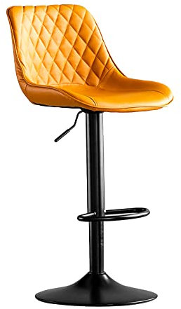 DDKYHU Vintage-Barhocker aus PU, höhenverstellbare Drehhocker mit Rückenlehne und Fußstütze, Esszimmerstuhl für Küche und Kneipe (weiß) (Orange)