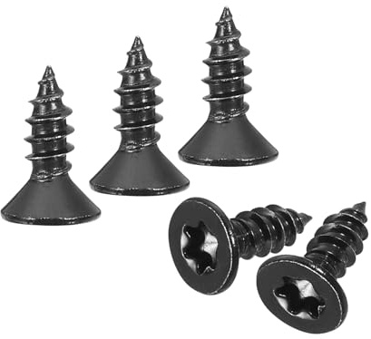QUARKZMAN 100 Stück Flachkopf Torx Schrauben, M4 x 12mm Torx Holzschrauben, 304 Edelstahl Senkkopfschrauben, Selbstschneidend, Passend für T20 Bit für Holz, Zaun, Terrassendielen (Schwarz)