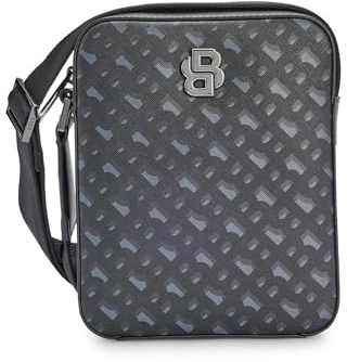 BOSS Herren B ICON Reporter-Tasche mit Monogramm-Muster und Signature-Details aus Metall Dunkelgrau Stck