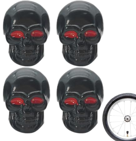 scyca Tapones para válvulas de neumáticos de calavera, 4 unidades, con núcleo de cobre, con núcleo de cobre