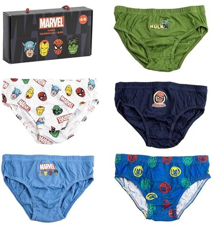 CERDÁ LIFE'S LITTLE MOMENTS - Pack Calzoncillos Single Jersey - 5 Piezas - Marvel - 100% Algodón - Calzoncillos Cómodos - Estampado de Sus Personajes Favoritos - Producto Original