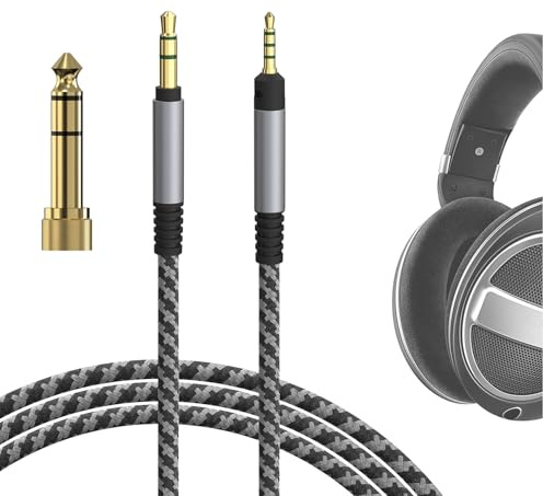 GEEKRIA-Audiokabel kompatibel mit Sennheiser HD620S, HD599SE, HD599, HD598, HD598SE, HD560S, HD598SR, HD400PRO, HD579, HD569,1/8 Zoll (3,5 mm) bis 2,5 mm geflochtenes Nylon-Ersatzkabel(5,6 Fuß/1,7 m)