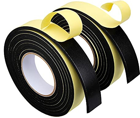 Bande d'étanchéité autocollante - En mousse d'un côté - 0,5 mm (D) / 10 m (L) - En caoutchouc mousse - Autocollant - Pour porte, fenêtre, anti-collision, isolation acoustique - Noir - 8 mm