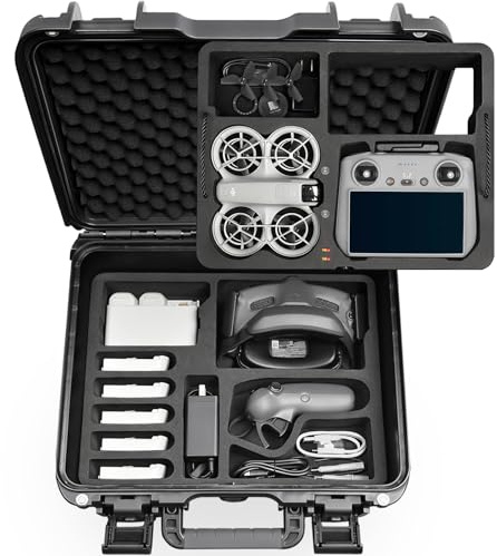 LEKUFEE Valise Rigide Étanche pour Drone DJI Neo1,RC N3/N2/RC 2,DJI Goggles 3(Pas Fit Goggles N3)/2/Goggles Integra, RC Motion 3/2/FPV Controller 3, et Accessoires (Étui Uniquement)