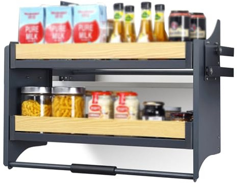 YCOVSFP Ausziehbare Regale, Schrank-Organizer, Ausziehbare Regale For Küchenschränke, Praktische, Robuste Zweistufige Ausziehregale For Die Wand, Tragkraft 30 Kg(Cabinet 600mm)