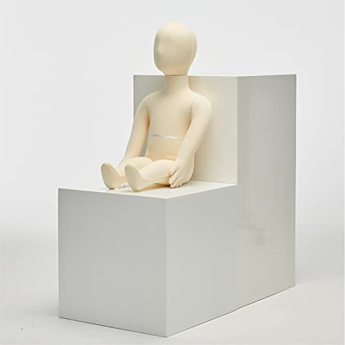 Sitzende Schaufensterpuppe für Kinderkleidung im Alter von 1–9 Jahren, Unisex-Ganzkörper-Schaufensterpuppen/Torso-Dummy für Kleinkinder und Teenager mit flexiblen Armen und Beinen (Beige, 7 Jahre)