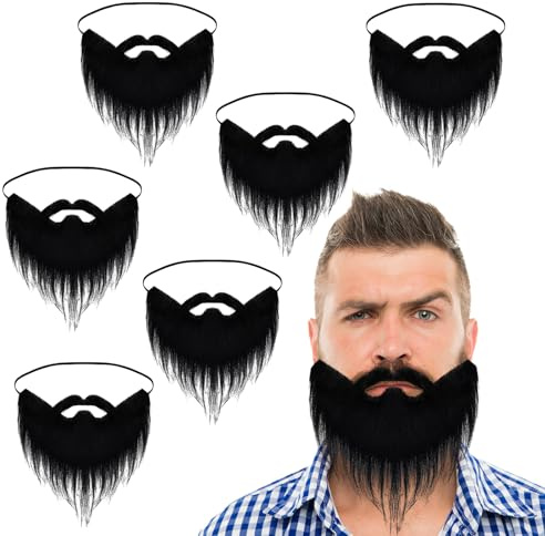 TUONYIS 6 Stück Schwarze Schnurrbart,Falscher Schnurrbart,Falscher Bart Lustiger Falscher Bart,Partybart,Schnurrbart,Kostüm für Männer Weihnachten Halloween Cosplay Dekoration Zubehör(Schwarz)