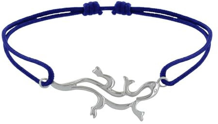 LES POULETTES BIJOUX - Bracelet Lien Argent 925 Salamandre - Bleu Navy