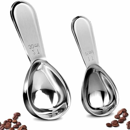 Stainless Steel Coffee Scoop-2 Pack Measuring Coffee Spoon (15ML and 30ML),Exact Measuring Spoon for Coffee,Sugar and More (15ml+30ml)