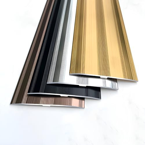 JXNVHJ Aluminium Übergangsleiste, Übergangsprofil, 90X6cm, Abdeckleiste Für Übergänge Von Holzplatten Zu Fliesen, Für Unebene Böden Mit Höhen Bis Zu 0,2 cm(Gold)