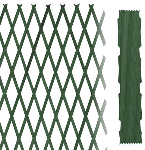 IlGruppone Traliccio Grigliato Estensibile in Legno Sostegno Muro Parete Verticale Fiori Piante Rampicanti Terrazzi Balcone Giardino Reticolato Fioriera - Verde - 1x3 Mt