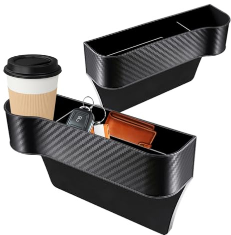 Ruayia Aufbewahrungsbox für Auto, 2 Stück PVC Becherhalter, Multifunktionaler Becherhalter für die Mittelkonsole Lückenfüller, mit Getränkehalter für Kaffee, Getränk, Flasche, Milch - Schwarz