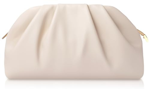 lovyoCoCo Clutch Purse for Women Soft Pleated PU Wedding Clutch, Elegant Evening Bag for Galas, Proms,Cocktail Parties (Beige)