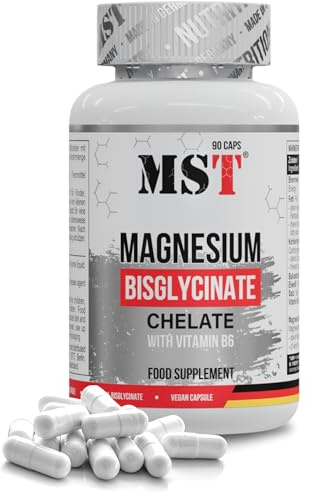 MST® Magnesium Komplex hochdosiert – 90 vegane Kapseln - 30 Portionen, Magnesium Bisglycinat Chelat mit Vitamin B6 – Ohne Zusätze – Made in Germany - 90 vegane Kapseln