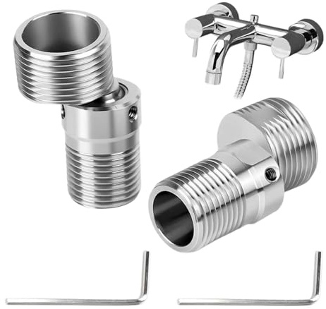 txuzong 2 Piezas Adaptador Excentrico 304 Acero Inoxidable para Grifo de Ducha – Ajustable 360°, Conexión Flexible para Baño, Cocina y Lavabo – Compatible con Grifería Estándar
