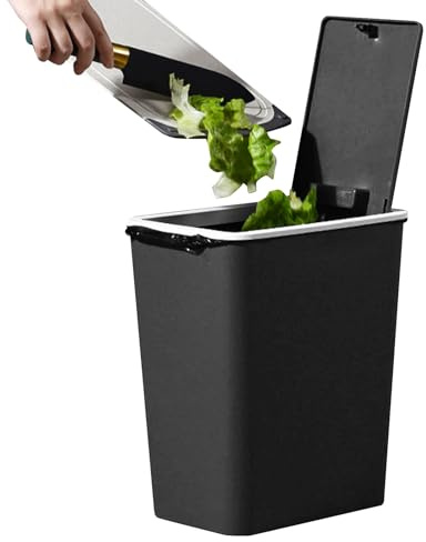 Generisch Mülleimer Mit Deckel - Abfalleimer - Recyclingbehälter Mit Drückdeckel 13L Für Haushalt Bad Wohnzimmer