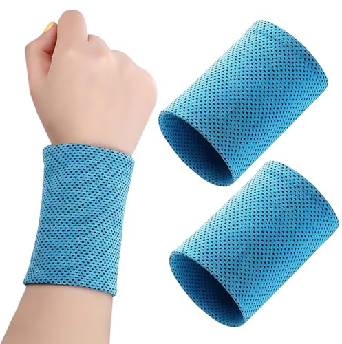Juguta 1 Paire Sueur de Bracelet en Soie de Glace, Bracelet de Refroidissement D'accessoires, Bandeau Doux de Poignet Pour la course à pied, la gym, le tennis, le basket-ball
