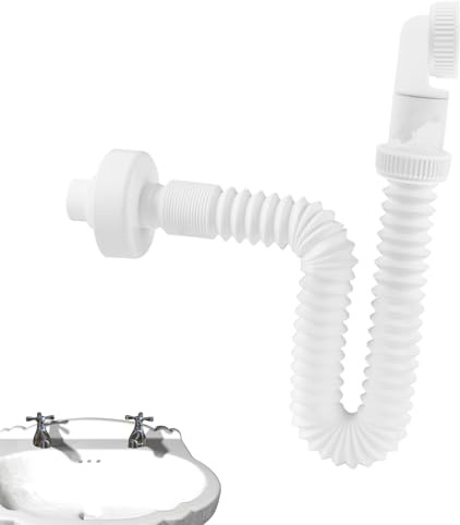 Quorvex Tuyau de vidange d'évier | Siphon réglable à 360° | Siphon de vidange d'évier flexible pour jardin, cuisine, camping-car, salle de bain, douche, buanderie, lavabo, lavabo
