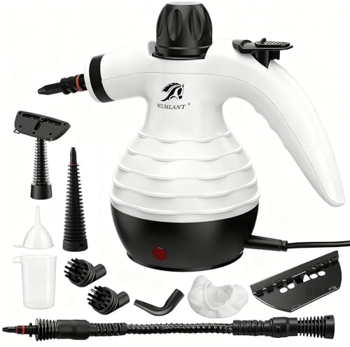 MLMLANT Dampfreiniger, multifunktionaler tragbarer Dampfreiniger mit 10 Zubehörteilen und Sicherheitsverriegelung, geeignet für die Reinigung von Autositzen, Küchenfett, Sofas und mehr.