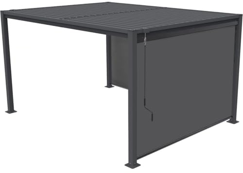 Pergola bioclimatique avec 2 Stores en Acier galvanisé Howard - 3 x 4 m - Gris