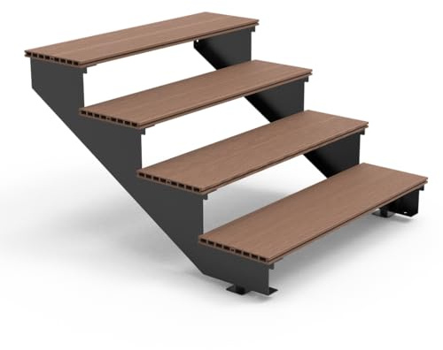 Escalera de 4 peldaños Porty. Estructura metálica para Montaje de Escalera Exterior de Cualquier tamaño para casa o terraza.
