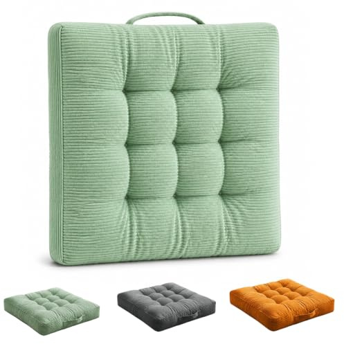 Generisch Cojín de asiento de 40 x 40 cm, cojín para silla de jardín, cojín para silla de exterior, grueso, 100 % algodón, 10 cm de grosor, acolchado, cojín de suelo para jardín, balcón, terraza