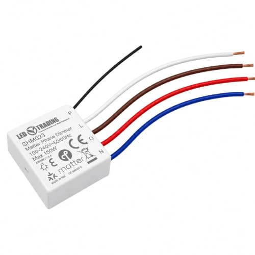 Matter over Thread Micro Variateur intelligent 150 W encastré 1 canal 100 à 240 V CA avec mesure d'énergie pour lampes LED à intensité variable (micro variateur mat)
