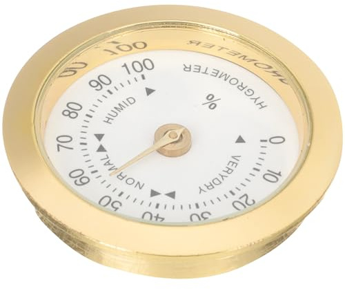 DRESSOOS Guitar Hygrometer Humidity Meter for Instrument Care, Lightweight Alloy Construction Elegant Golden Finish, for Violin and Musical Instruments, Fits in Piano Bag or Case