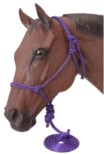 Tough 1 Poly Rope Tied Halter with Lead, Purple , Horse
