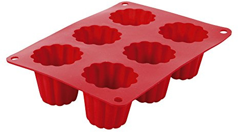 CREALYS Backförmchen für Cannelés (traditionelles Gepäck aus Bordeaux), Silikon, 26 cm (513012), Rot