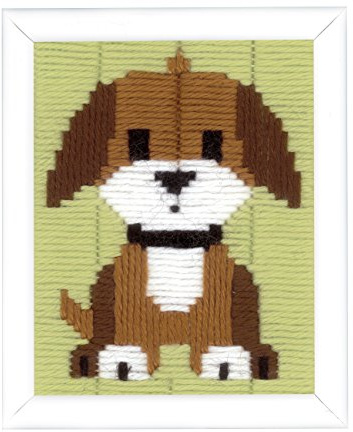 VERVACO Gobelin Stickbilder Langstich Set HÜNDCHEN Lernset Nähen für Anfänger Bastelset Handwerker 12,5 x 16 cm Kreatives Nähset DIY Sticken Set Kreatives Geschenk Beginner Long Stitch Embroidery