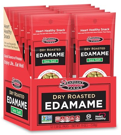 Seapoint Farms Dry Roasted Edamame, Sea Salt, 1.58 oz (Pack of 12)