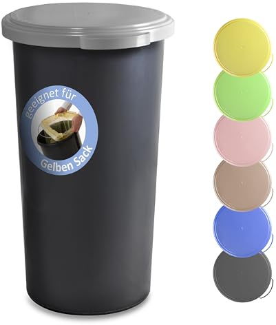 KUEFA VLC 60L Müllsackständer, Mülleimer mit Klemm-Ring Gelber Sack, stabil, strapazierfähig, geruchsdicht, auslaufsicher, universell einsetzbar Pfandflaschen, Leergut (Hellgrau)