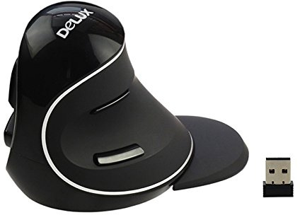 DELUX Souris Ergonomique Verticale sans Fil - Aide à réduire Le Stress répétitif M618-PLUS-GX-SS-FIL Noir