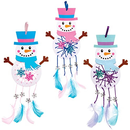 Baker Ross AT169 Schneemann Traumfänger Bastelset (4 Stück) Weihnachten Basteln Kinder, Sortiert (1er Pack)