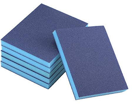 sourcing map Sanding Sponge 120 Grit Sanding Block Pad 4.7inch X 3.9inch X 0.4inch Blue 6pcs