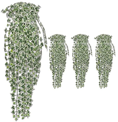 vidaXL 4X Künstliche Efeuranken Hängepflanze Kunstpflanzen Dekopflanze Zimmerpflanze Grünpflanze Rattan Blatt Pflanzen Deko Mehrfarbig 90cm