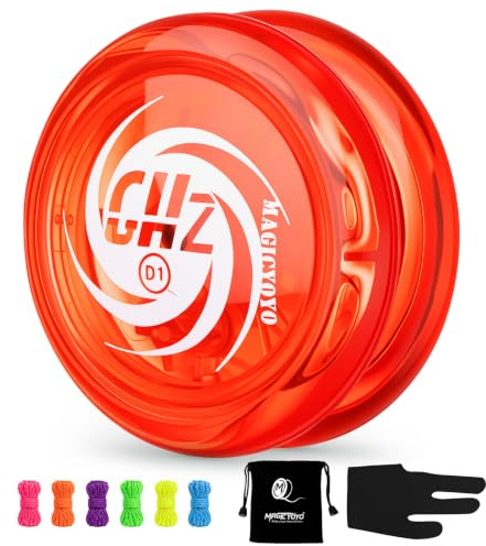 MAGICYOYO JoJo D1 GHZ Einfaches Yoyo für Kinder, Trick 2A Looping YoYo | Jo-Jo Spielzeug für 2A Tricks mit 6 Yo-yo-Saiten YoYo Handschuh, JoJo Tasche (Rot)