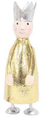 ETC putzige kleine Dekofigur König zu Stellen mit silberner oder Goldener Krone Metall handbemalt (Gold dünn mit silberner Krone)