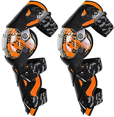 VOMI Protector Rodilla Moto Hombre, Rodilleras Motocross Flexible Protección de Rodilla Espinillera Adultos para Enduro Motocicleta Ciclismo Bicicleta Monopatín, 8 Colores,Naranja