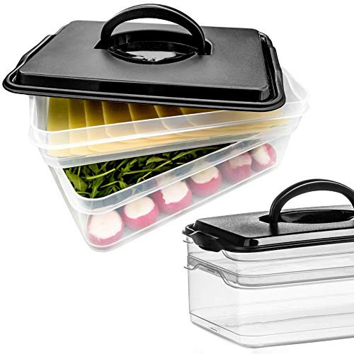 Vilde Aufbewahrungsbox Organizer Frischhaltedose für 2-teilig | Wurstaufschnitt Käseaufschnitt