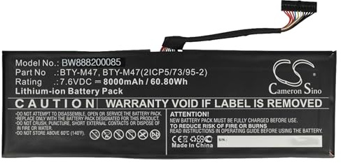 vhbw Batería Recargable Compatible con MSI GS40 6QE Phantom, GS40 6QE Phantom Notebook, GS40 Phantom-001 Notebook (8000 mAh, 7,6 V, Li-Ion)