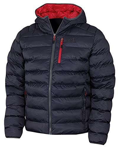 Calvin Klein Hombre San Gabriel tejido jacquard acolchado - Armada/Rojo - L