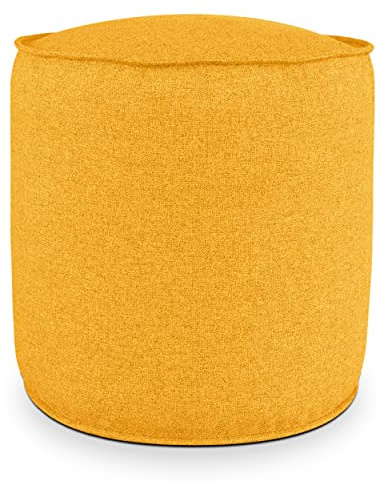 Deshome - Sitzhocker Sitzpouf Pouf rund Ø 50 cm mit abnehmbarem Polster für Innen- und Außenbereich: Sitzpouf Design für Sofa, Wohnzimmer, Schlafzimmer, Sitzhocker, Light Pouf Sonniges Gelb