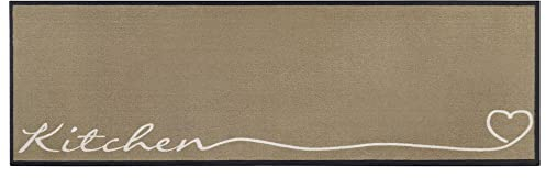 Hanse Home Zala Living Cook & Clean Läufer – rutschfest Teppichläufer Flachgewebe Kurzflor Teppich Küchenteppich Waschbar Küchenläufer Kitchen für Flur, Küche, Wohnzimmer – Braun, 50x150cm