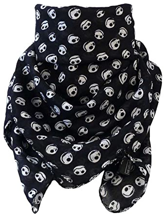 The Nightmare Before Christmas NBC Jack Skellington Baumwoll Halstuch Damen Herren Print Aufdruck Hochwertiger Schal Umschlagstuch Loop für Sommer Herbst und Winter (Schwarz Jack)