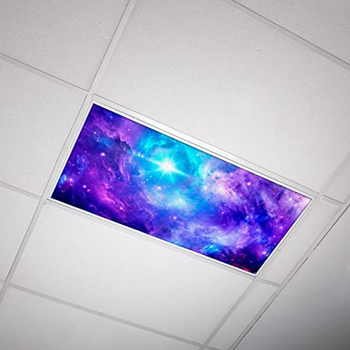Octo Lights Fluorescent Light Decorative Covers for Classroom Ceiling Lights-2x4 (22.38in X 46.5in), Purple Nebula